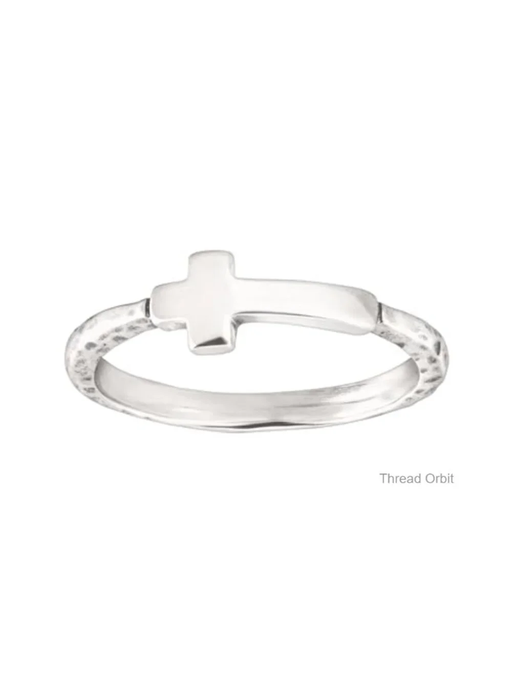 Sterling Silver Cross Textured Band Ring Elegant Stackable Jewelry